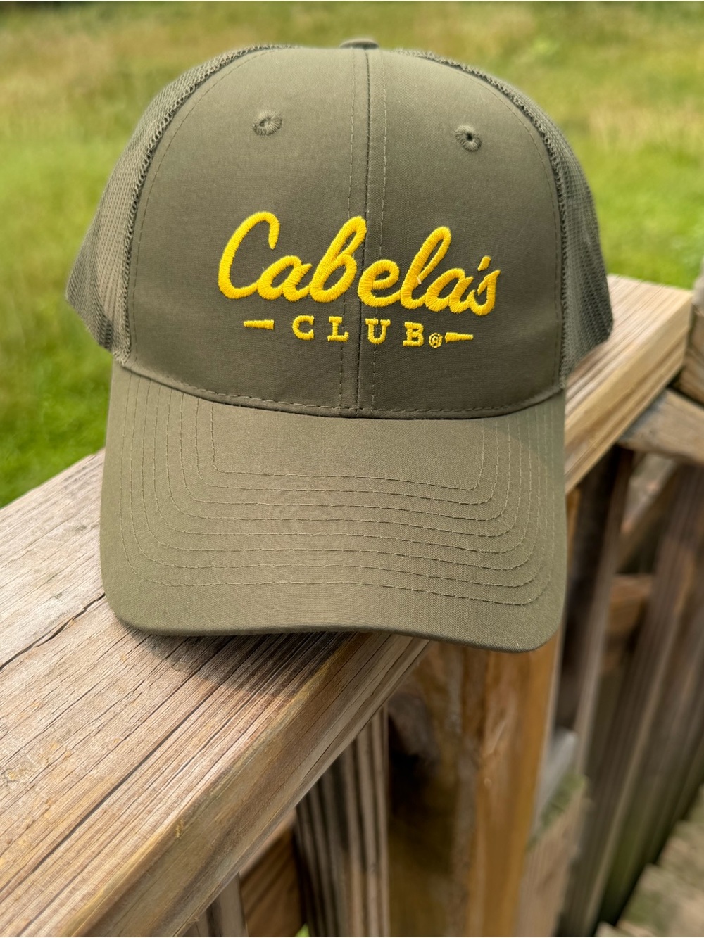 Cabela’s Club Olive Green Mesh Back Trucker Snapback Hat